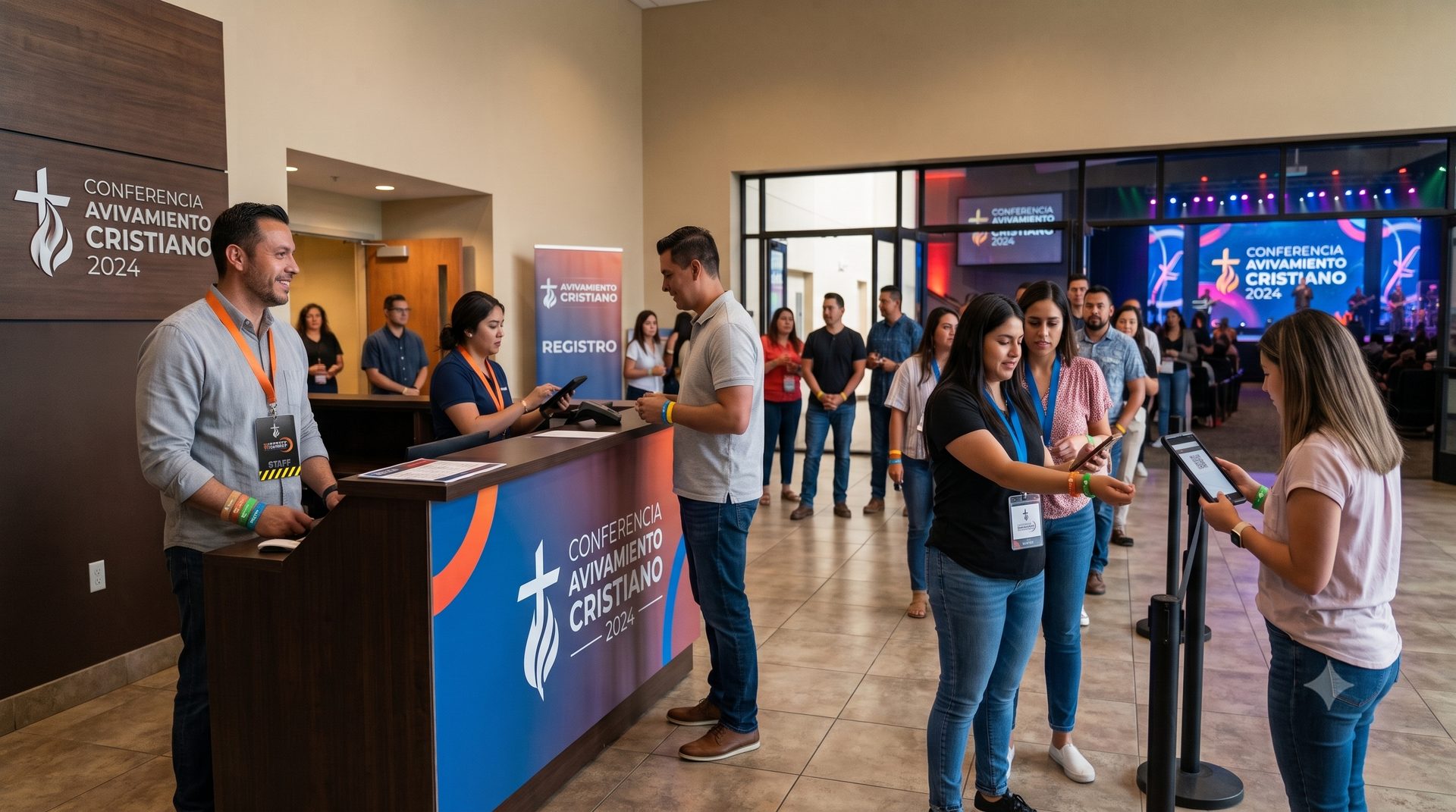 Registro de asistentes en evento cristiano